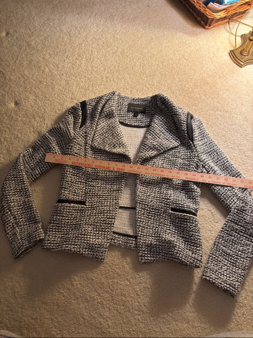 Banana Republic Black and White Tweed Open-Front Jacket